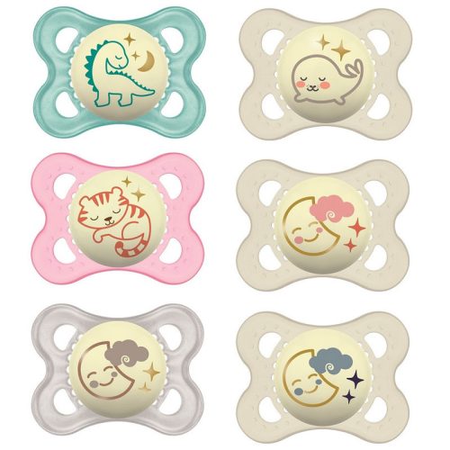 Mam Játszócumi Night, Világítós szilikon lapított (méret: 1) 2 - 6 hó