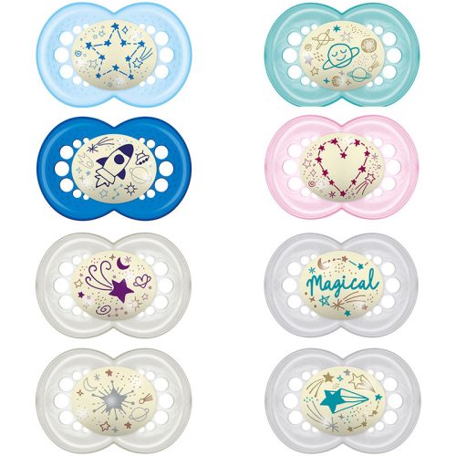 Mam Játszócumi Night, Világítós, dupla szilikon lapított (méret: 3) 16+ hó